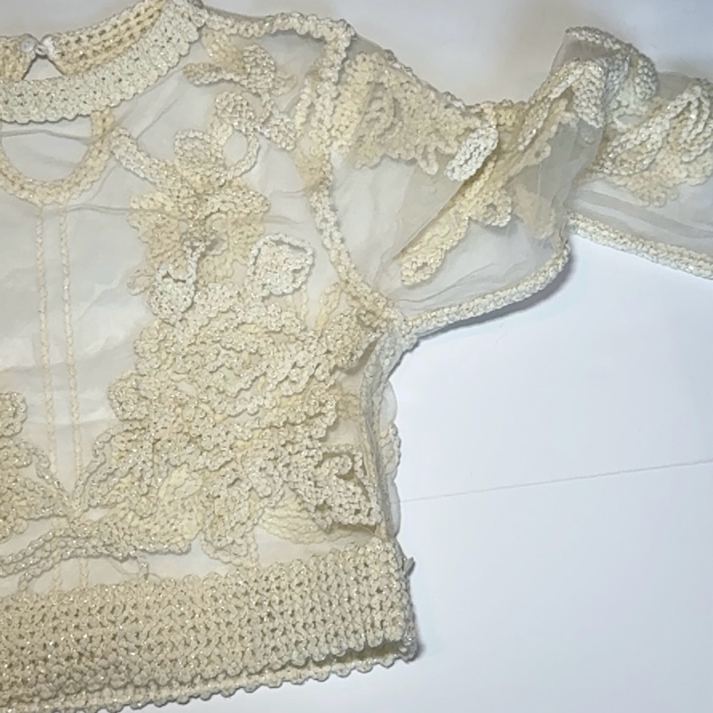 Anewsta Floral Top Crochet Mesh ivory size XS - Picture 7 of 10
